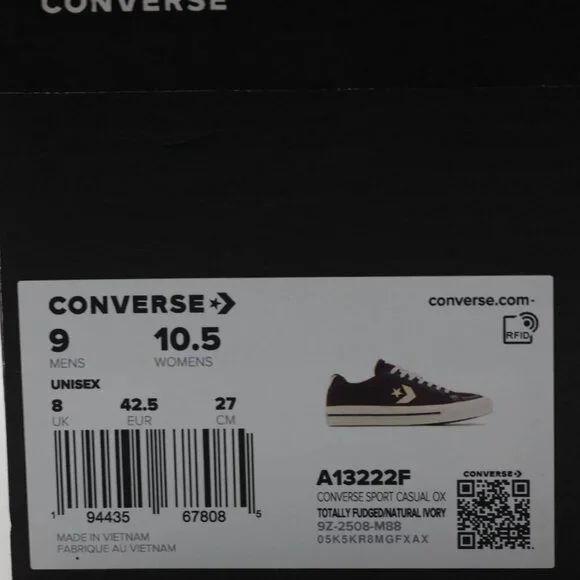Converse Unisex Sport Casual Skateboarding Comfortable Canvas Shoes Brown Size 9 - Picture 11 of 11